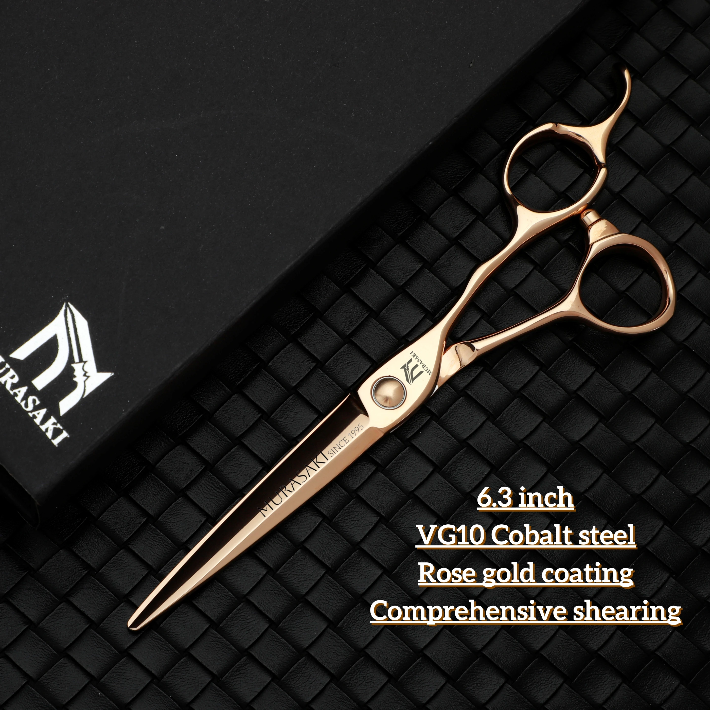 

MURASAKI Professional hairdressing scissors，Set of 6.3-6.7 inch Rose gold coating barber sheras，VG10 steel hair cutting tools
