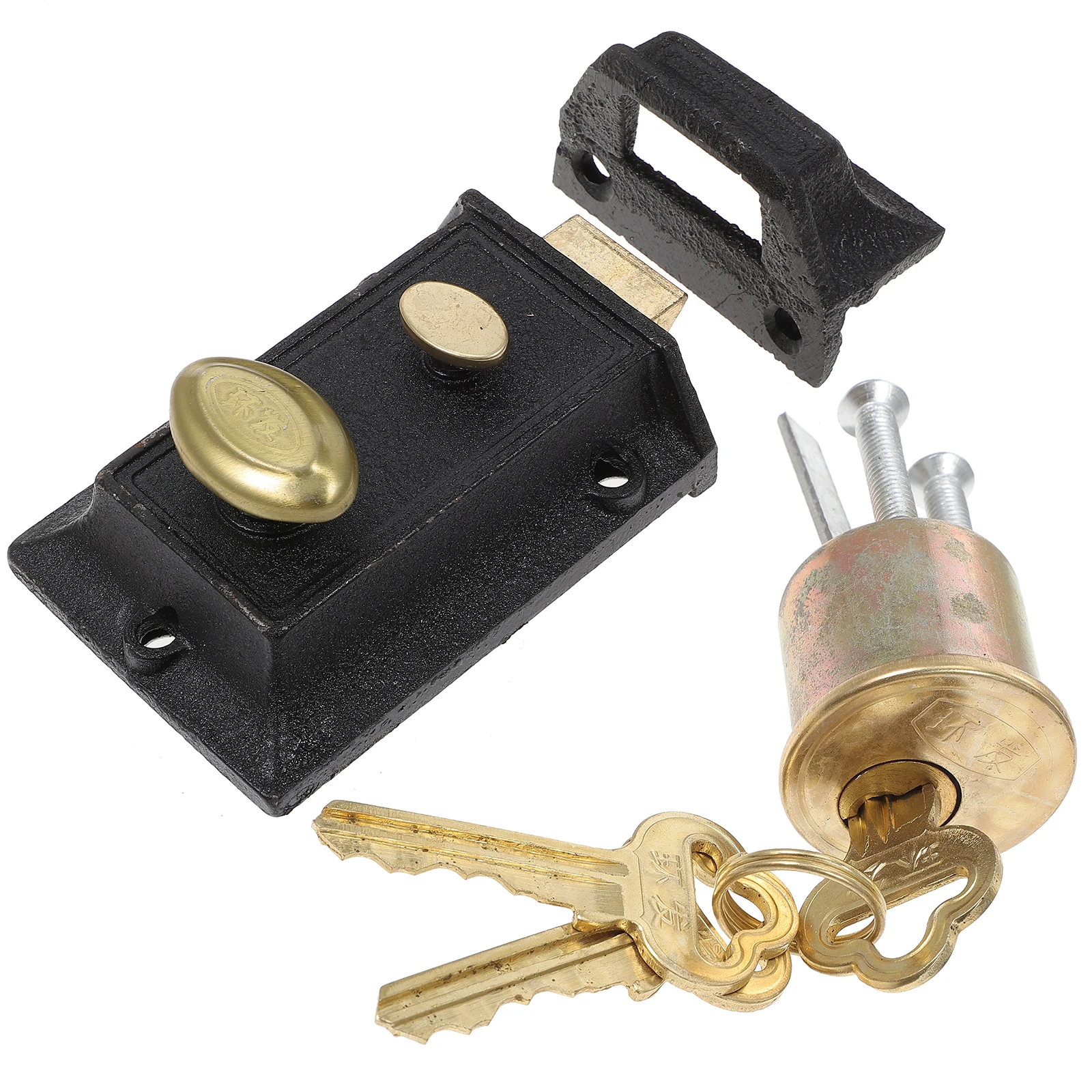 

Copper Iron Double Safety Deadbolt Lock for Wooden Doors 35-55mm Thickness Vintage Door Knob Flush Bolt Gate Latch Security