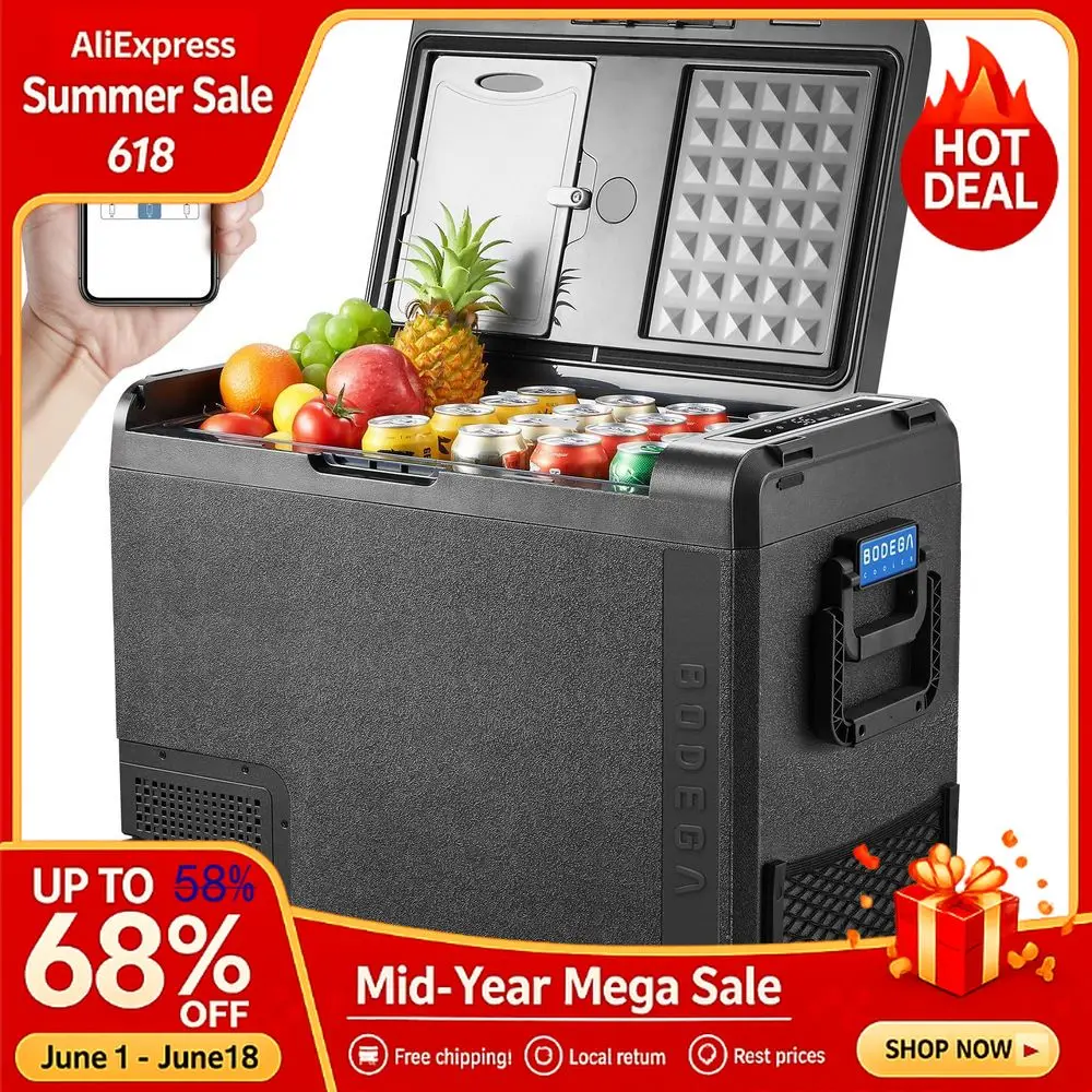

12Volt Car Refrigerator, 61Quart58L Car Fridge APP Control, Portable Freezer 4 to 68, RV Electric Cooler 12 24V DC amp, Custom