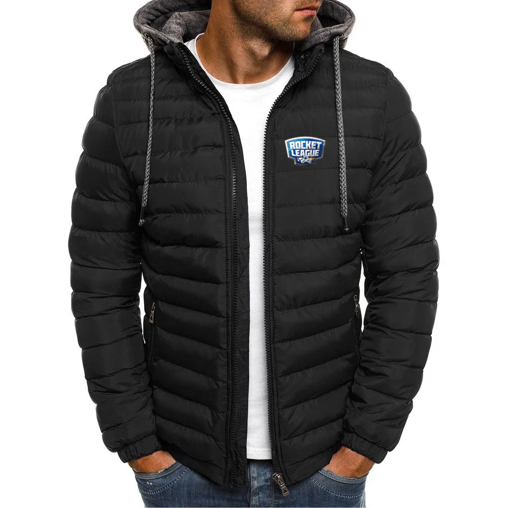 Rocket League 2024 Men New Winter Warmer Windproof Cotton Jacket Fashion Casual Man Zipper Hooded Printed Cardigan Coats Tops