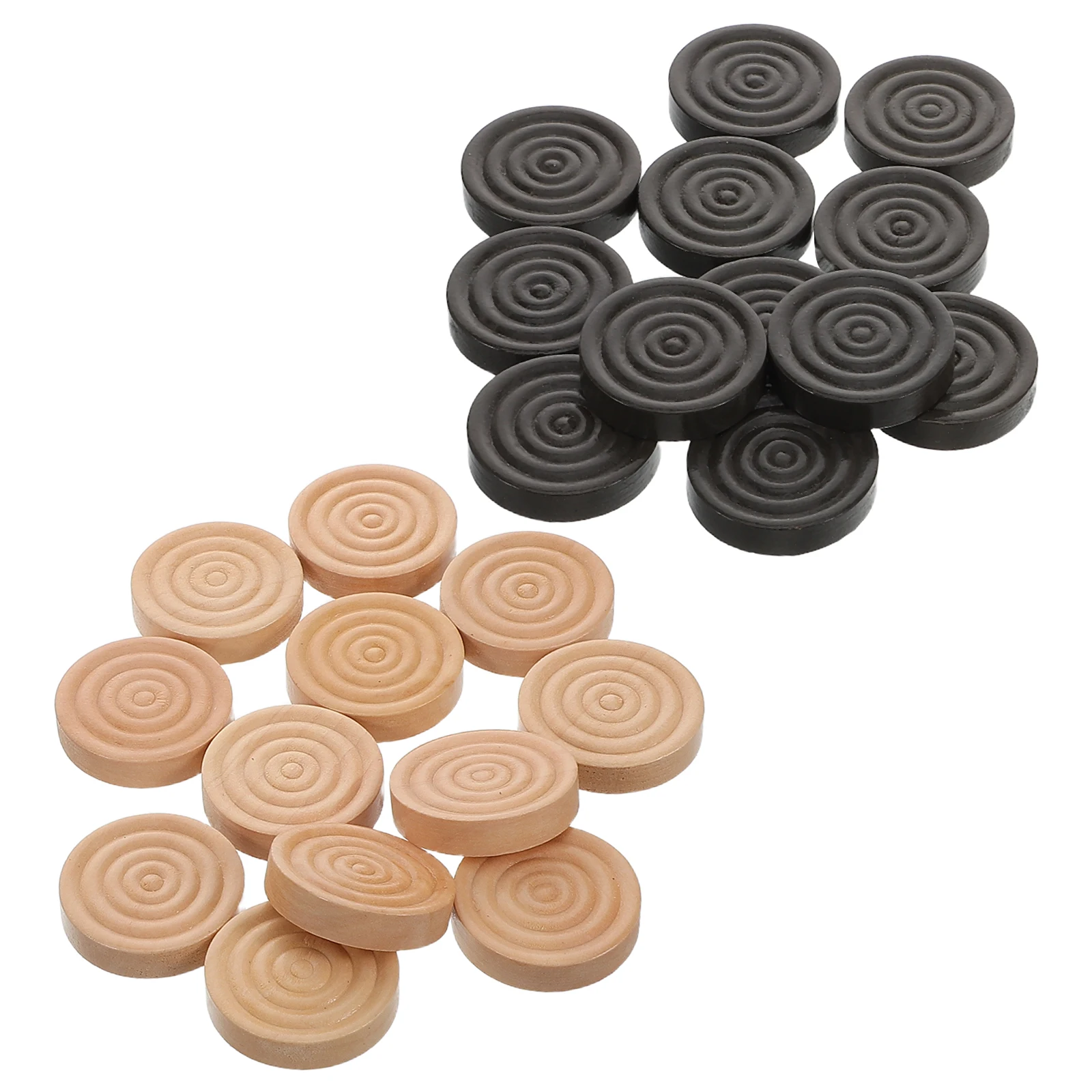 

24pcs Game Set Solid Wood Pieces Checkers Chess Boards Travel Board Set Mini Mini Chess Pieces