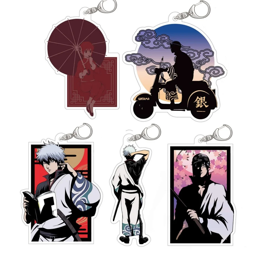 

Anime Peripheral Store Gin Tama Kagura & Vinegar Konbu Gin-san & Bike Acrylic Keychain Pendant Ornamen Fans Charm Gifts About6cm