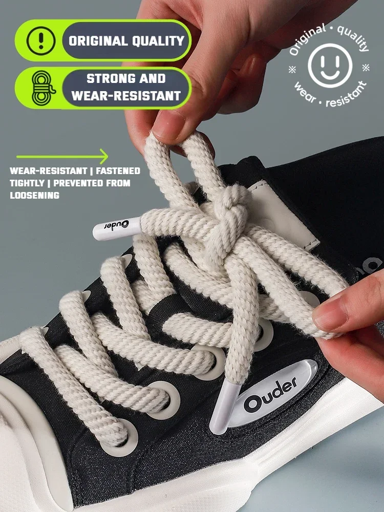 1 Pair Round Shoe Laces Solid Color Shoelaces For Sneakers Boots Precision Compilation Non Fading Quality Accessories Shoestring
