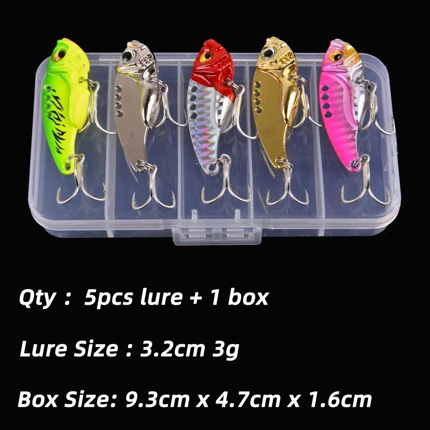 Aorace 5 teile/schachtel Metall VIB 3/7/10/15/20g Angeln Locken Vibration Löffel Harte köder Crankbait Wobbler Swimbait Zikade VIB Tackle