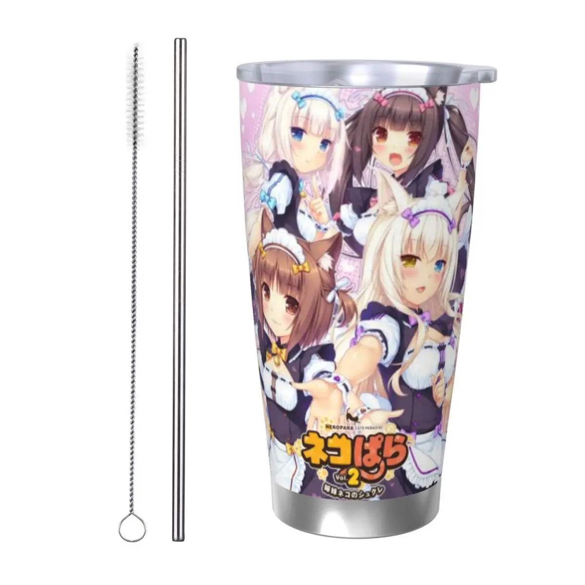 Anime Nekoparas Kawaii Cute 20oz Cup Large Capacity Car Mug Leak-proof Juice Coffee Cup Food Grade