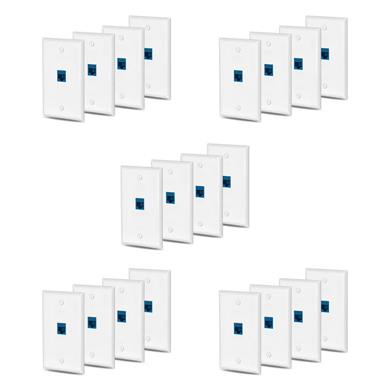 

20X Cat6 Ethernet Настенная розетка 1-портовая сеть RJ45 «мама-мама» Keystone Настенная соединительная розетка Белый и синий