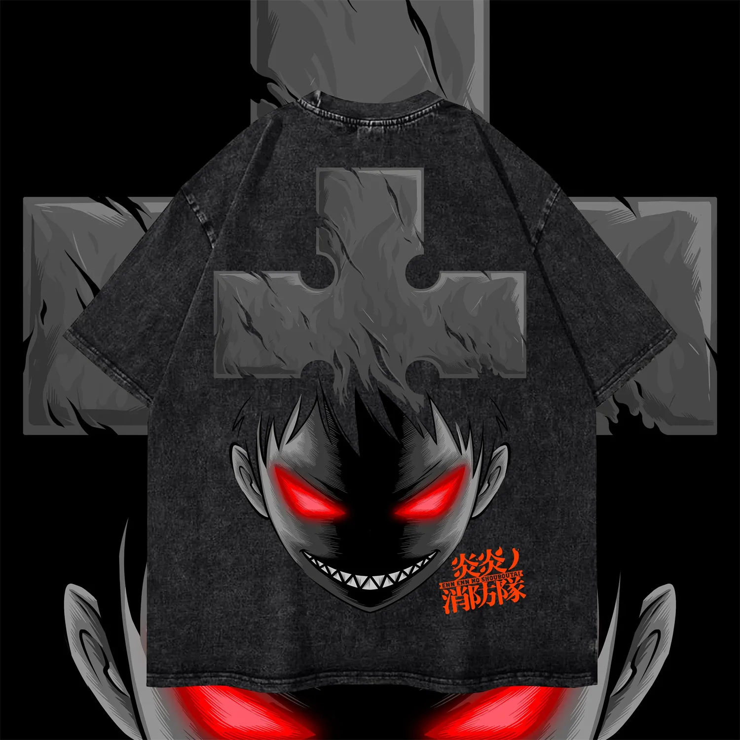 

Fire Force Anime Printed T Shirts Retro Y2K Men Women Washed T-Shirt Summer Street Unisex Cotton Tee Shirt Vintage Tops Clothing