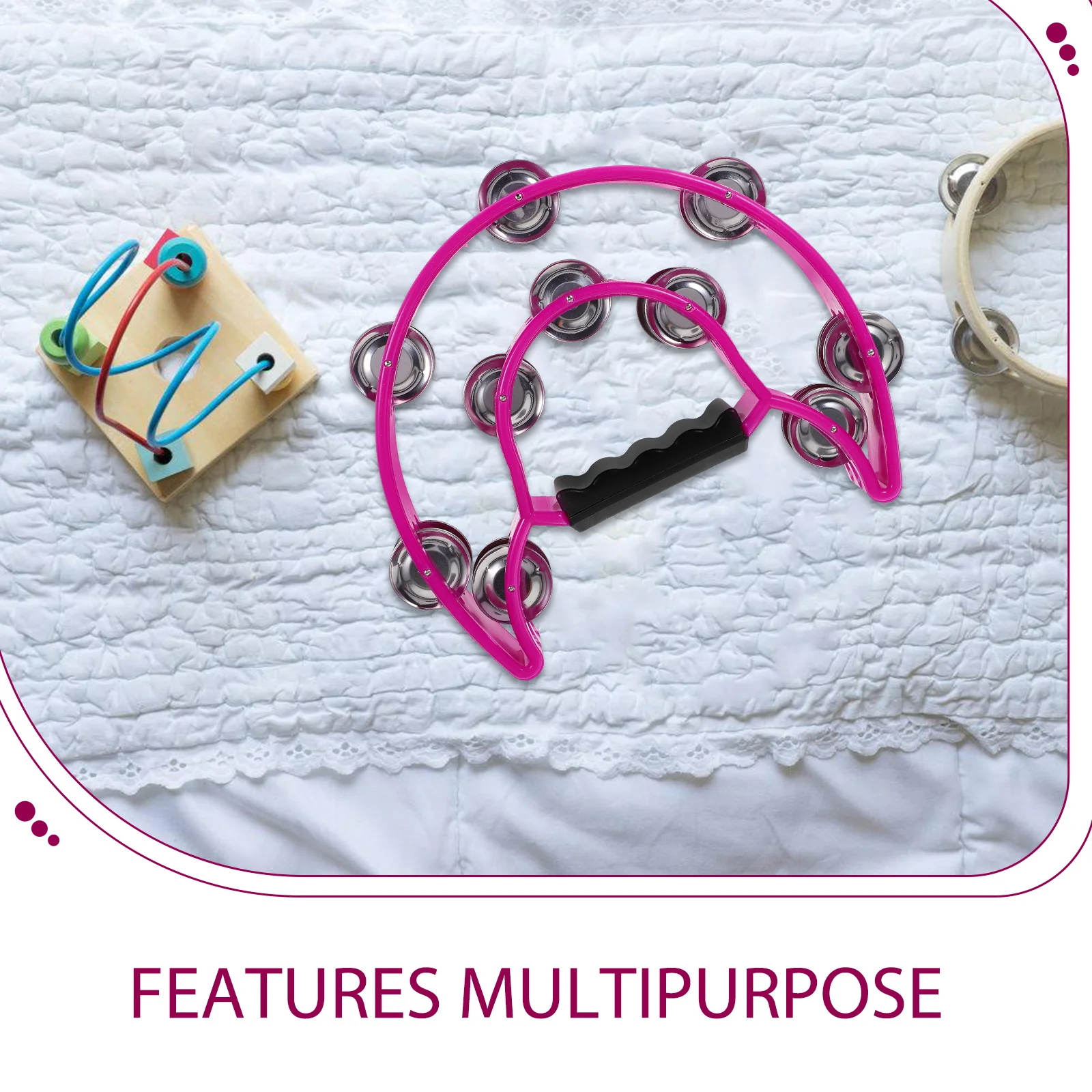 Hand Crank Resin Tambourine Purple Teens Tambourine Toys Musical Instrument Party Noise Maker Handheld Shaker Toys