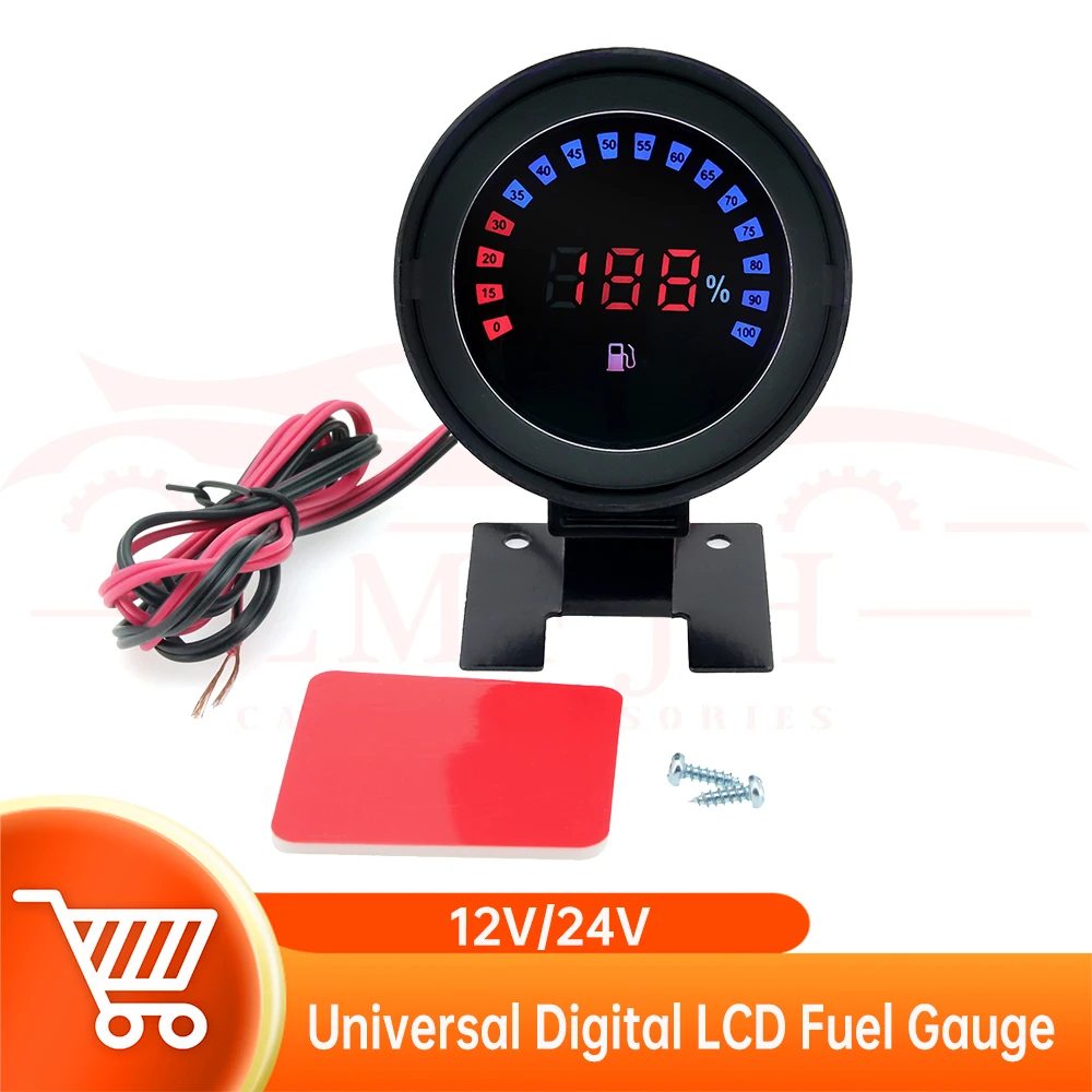 Digital LCD Fuel Gauge Digital Oil Tank Level Meter for Truck Motorcycle Car Oil Tank 12V 24V Car Truck Fuel Level Gauge