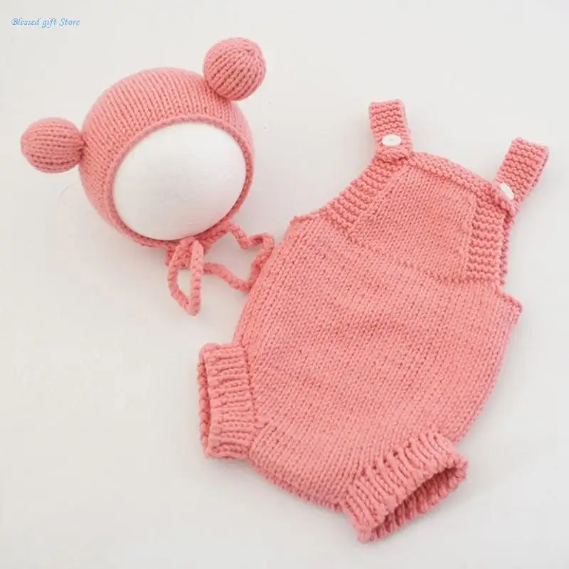 Newborn Photography Clothes Cartoon Costume Photo Props Knitted Baby Hat Pants