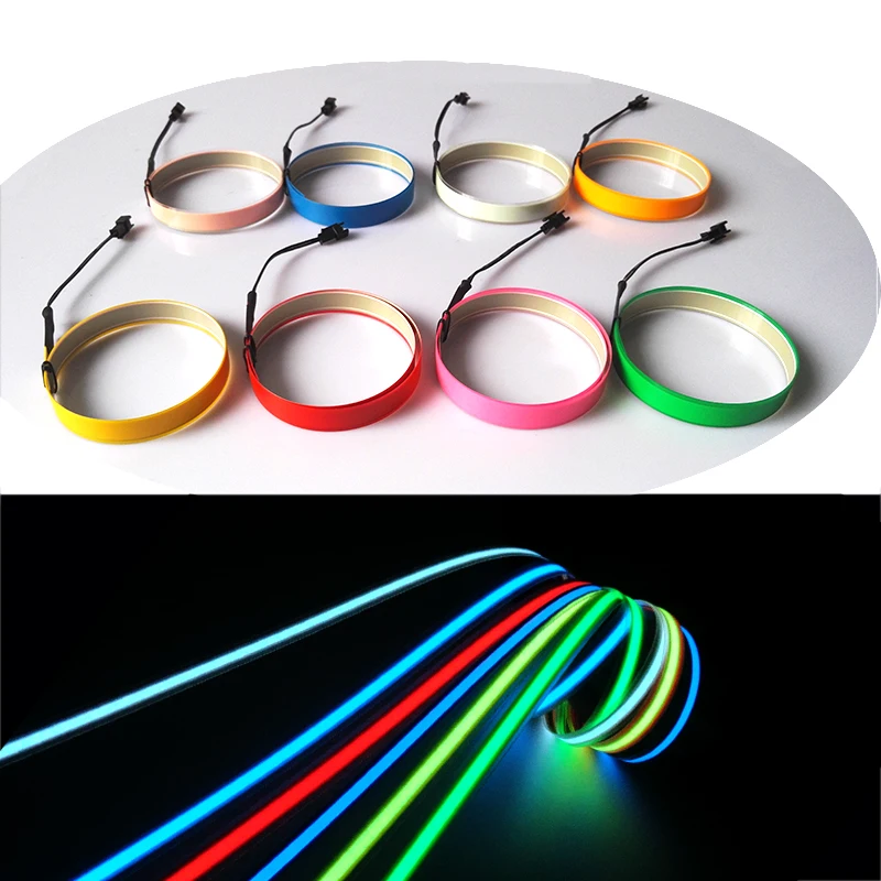 EL Wire Tape Glowing 100 cm x 1cm steady on/Slow Flash/Fast Flash EL Wire Light Strip for Halloween party DIY Decoration