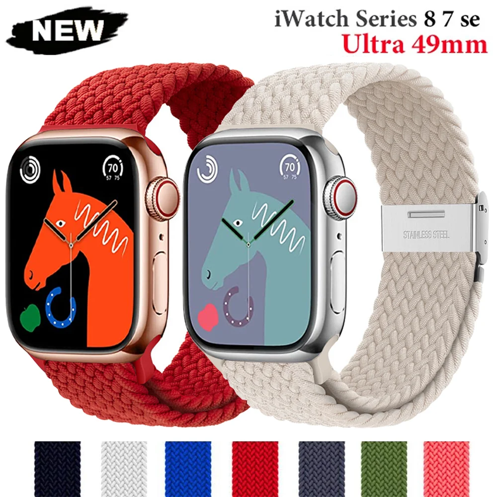 Braided Solo Loop For apple watch Strap 44mm 40mm 45mm 41mm 42mm 38mm ultra 49mm correa bracelet iWatch series 3 7 6 5 se 8 Band