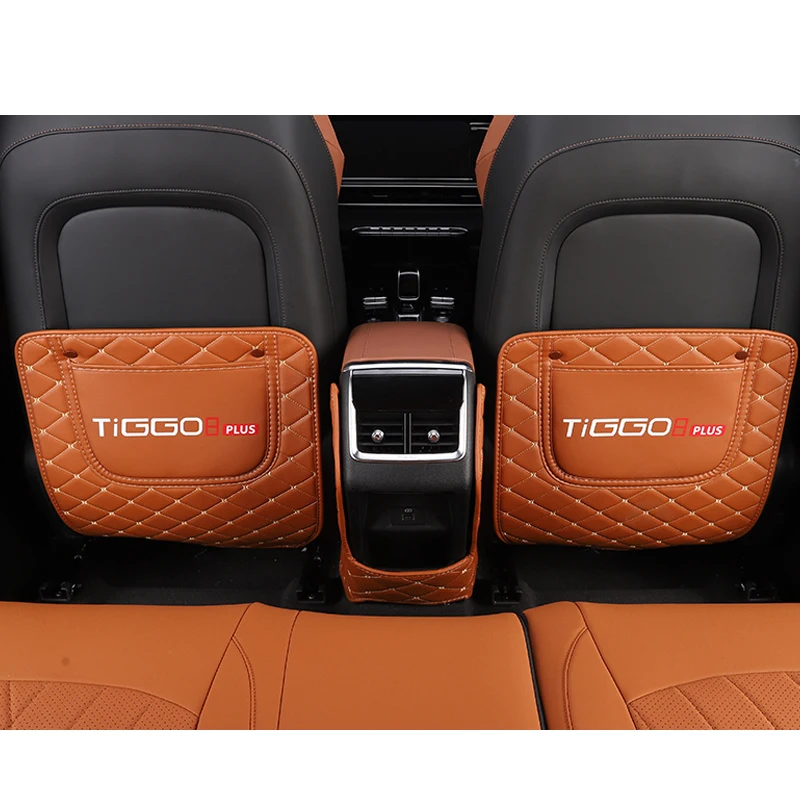 

For Chery Tiggo 8 PLUS Pro 2021 2022 Car Seat Back PU Leather Protector Dust-Proof Mat Protect From Mud Dirt Child Kick Pad