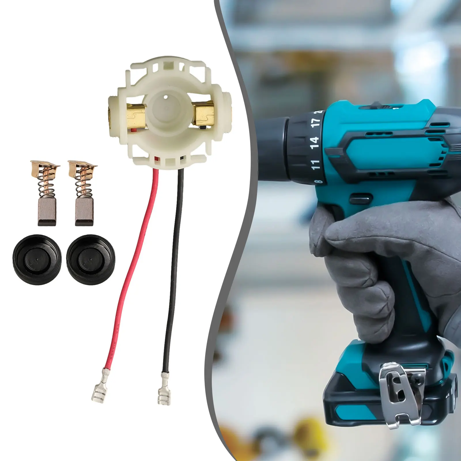 Carbon Brush Set with Mounting Holder Cap and Dust Covers for BHP460 Electric Hammer Drill and BHR200 Hammer Screwdriver
