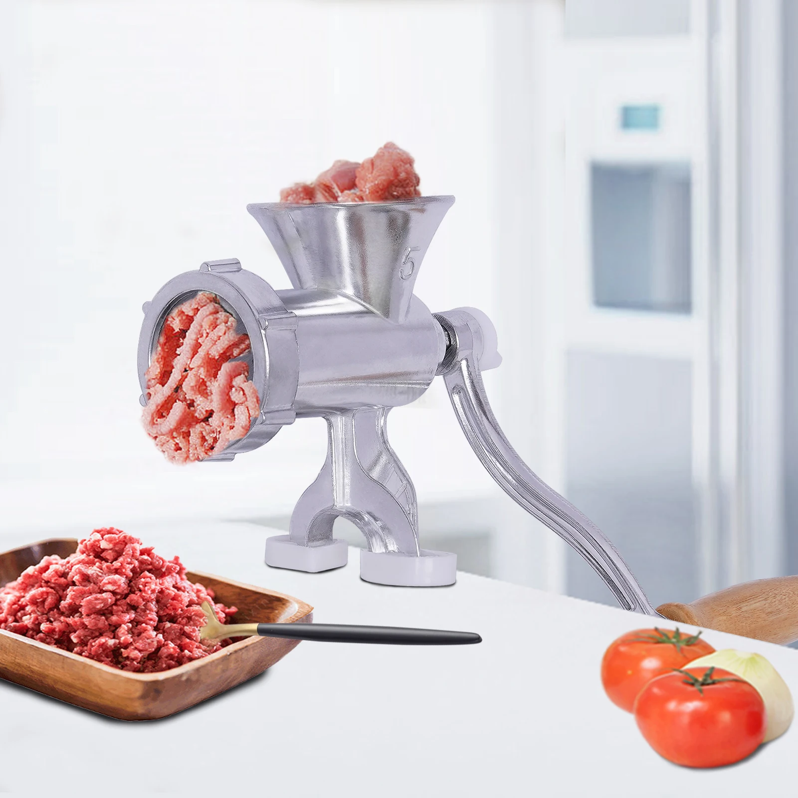 Manual Meat Grinder Household Grinder Food Processor Aluminium Alloy Kitchen Tool Handheld Sausage Stuffer