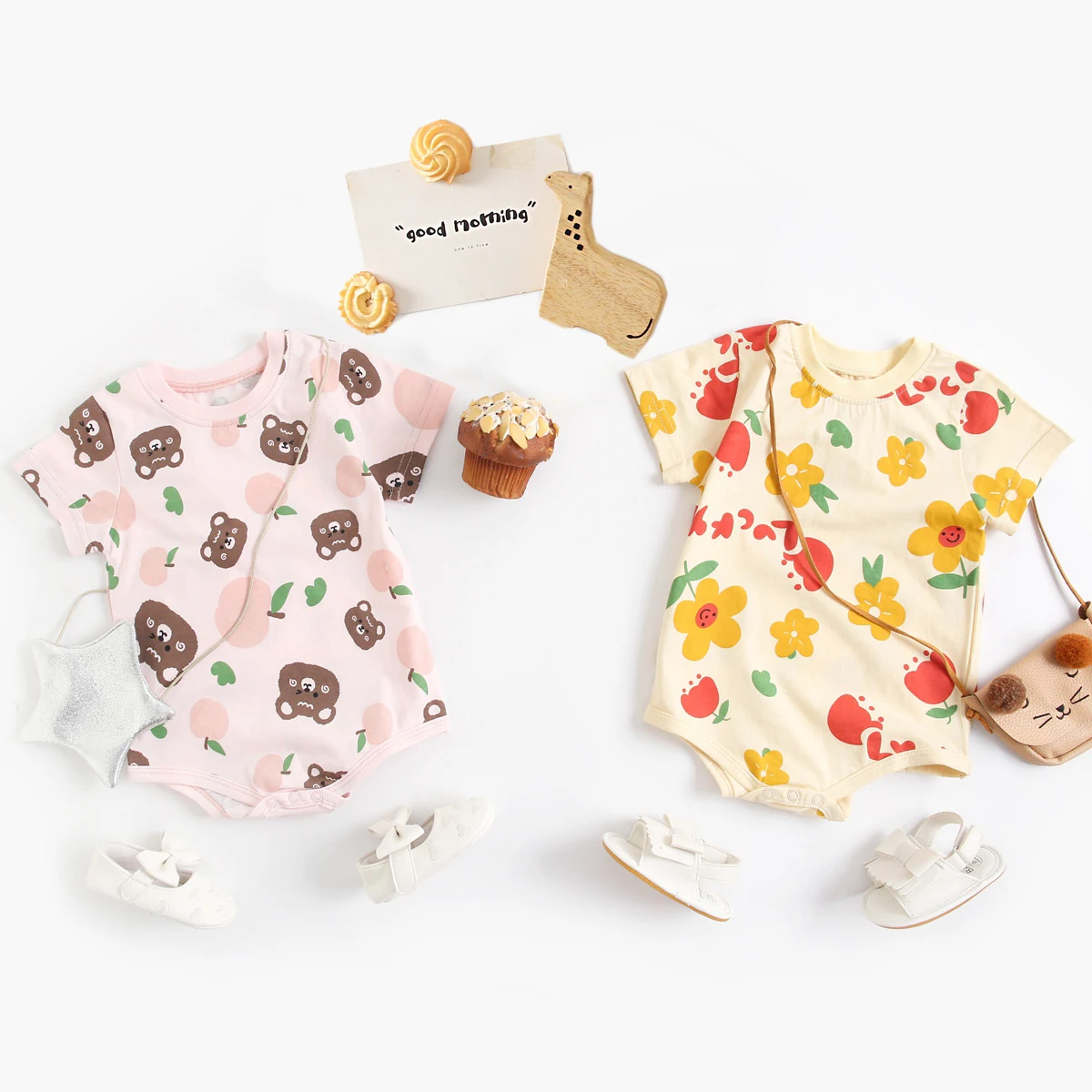 Sanlutoz Summer Printing Baby Casual Bodysuits Short Sleeve Newborn Girls Clothes Cotton Cute Onesies Fashion