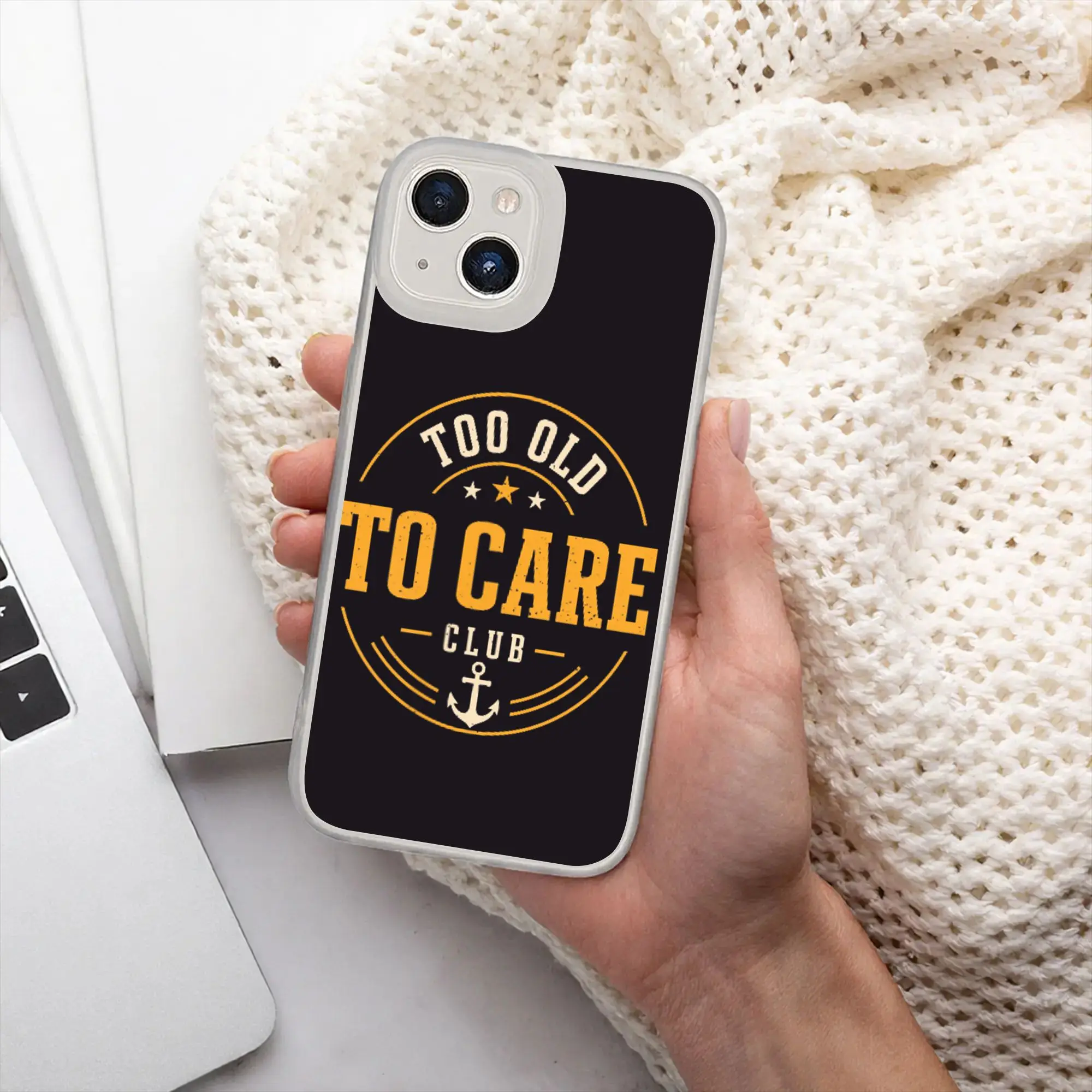 New Bumper Too Old to Care Club My Give A Damn is Broken Phone Case for iPhone Various Models 17 16 15 14 13 12 11
