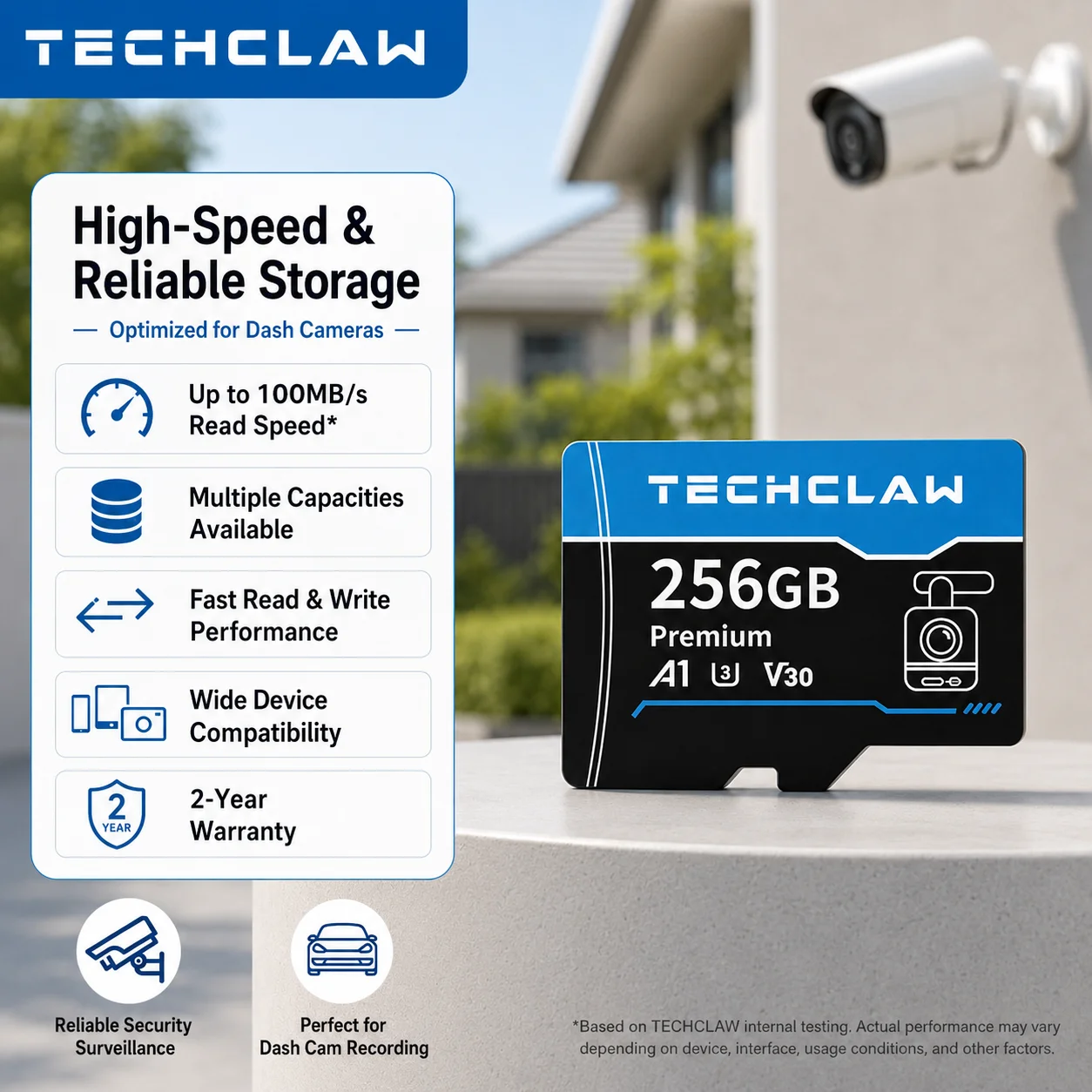

TECHCLAW 4K Micro SD Card for Dash Cam Security Camera DJI Pocket Sports Camera U3 A1 V30 High Speed TF Memory Card 32GB/64GB