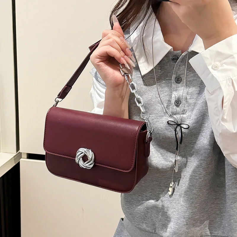 2025 Nuovo! Borsa da donna semplice in tinta unita - Lusso e versatile, spalla/tracolla, borsa quadrata piccola di fascia alta