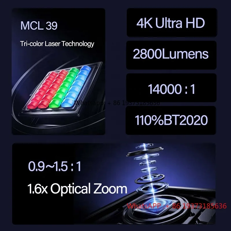 جهاز عرض Hisense Vidda C3 Pro 4K الجديد MCL39 ثلاثي الألوان - جهاز عرض مع جهاز عرض منزلي 2800CVIA Lumens IMAX WiFi7 DLP #2