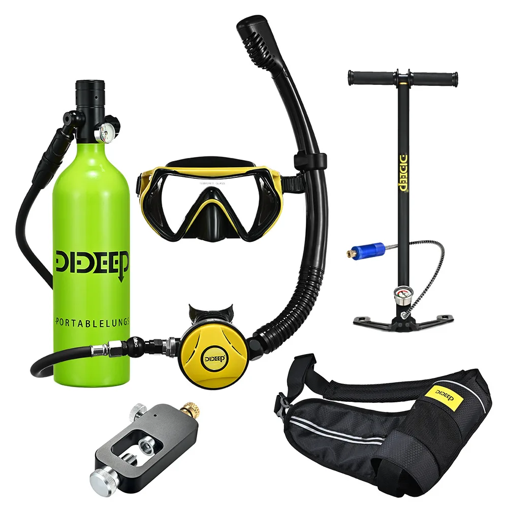 

DIDEEP-X4000plus Mini Scuba Diving Cylinder, Respator includes Harness, Face Mirror Pump Adapter, New, 1L