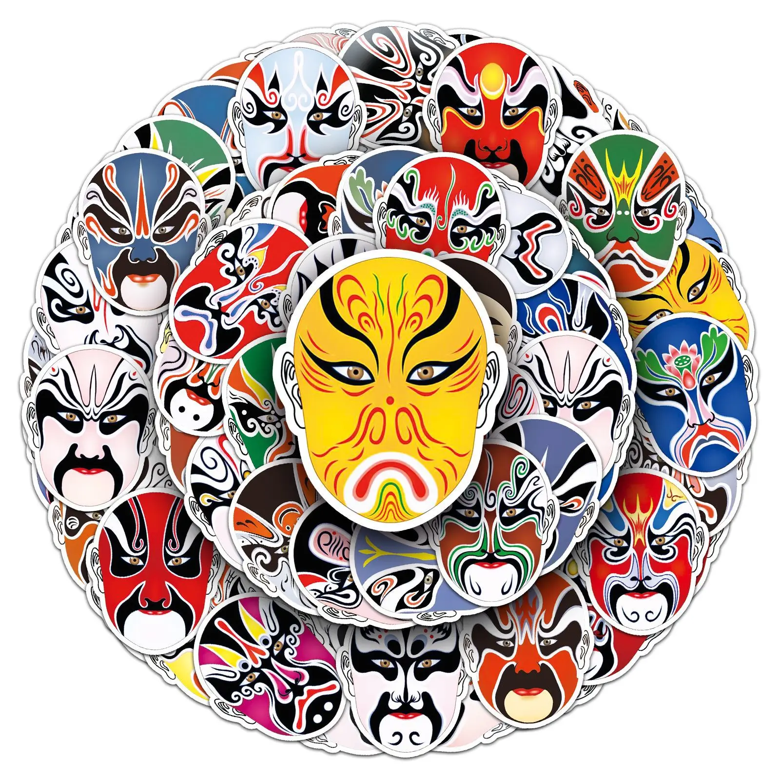 60PCS Beijing Opera Pattern Of The Make-up Stickers Traditional Chinese Culture Graffiti Decoration Notebook Suitcase Guitar Toy
