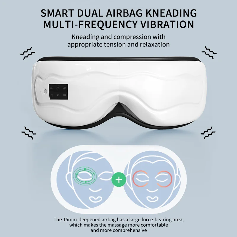 Jinkairui Eye Massager Air Pressure Heating Bluetooth Eye Care Device Portable Foldable for Relieve Eye Fatigue Improve Sleep