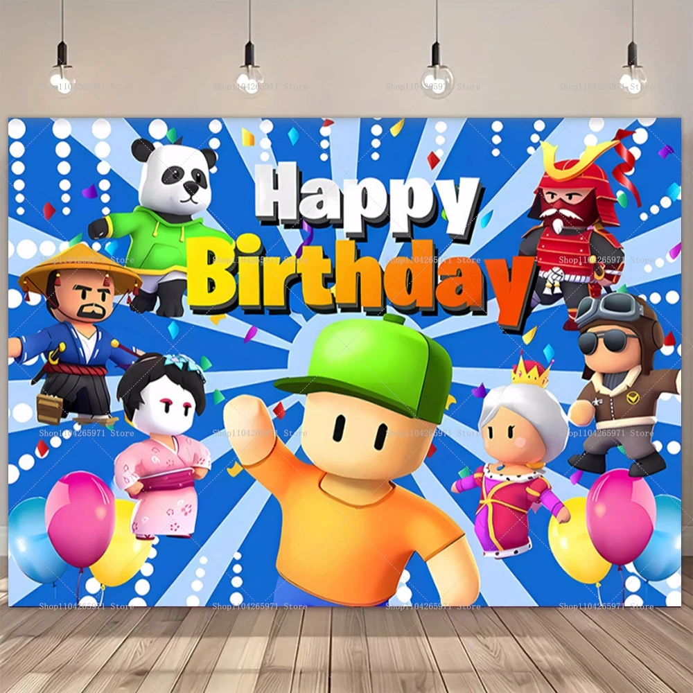 Decoración de Fiesta de Cumpleaños con Temática de Stumble Guys, Banner de Dibujos Animados, Fondo para Niños y Niñas, Regalo, Artículos para Fiestas, Accesorios para Fotografía de Baby Shower