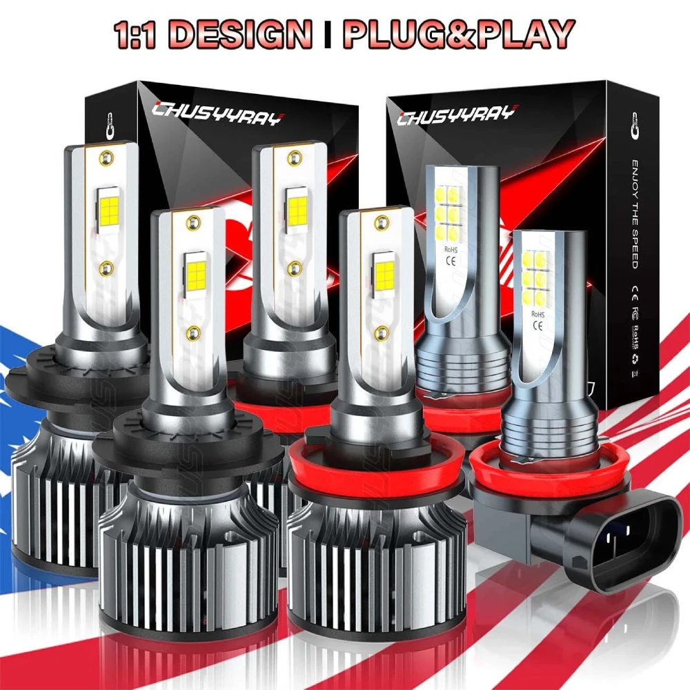 

For Chevy Traverse 2013-2018 6x H7+H11+H11 Canbus LED Headlight High/Low + Fog Lights Bulbs Combo 12V 6500K 20000LM Super Bright