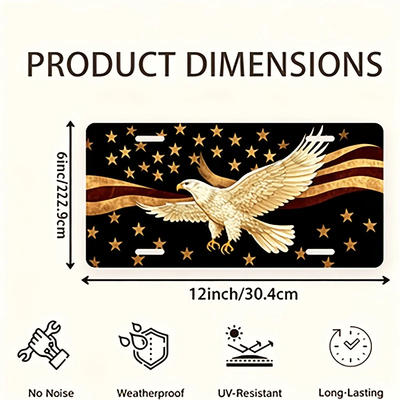 2D Flat - [ Enabled] 2D Flat 2D Plane - [On] 2D Plane Car Plate Surface Decoration Special American Flag License Plate Cover, wi