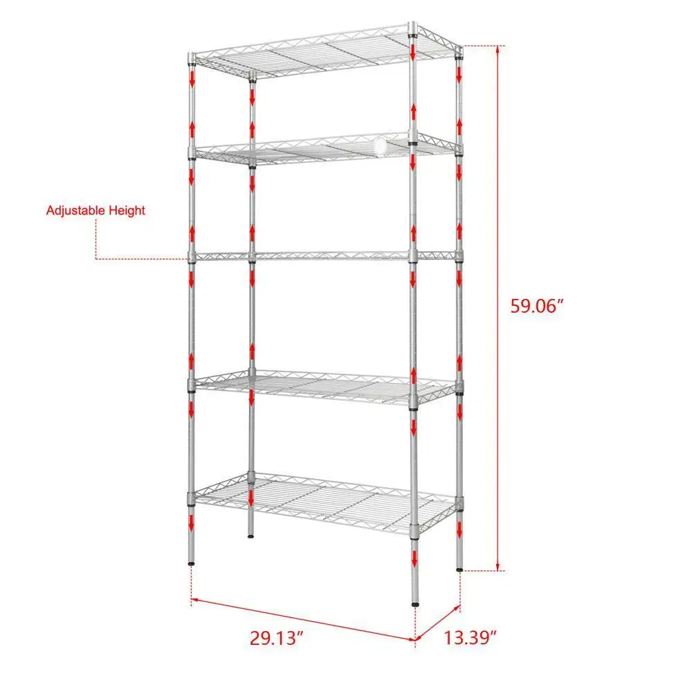 Imagem -04 - Shelving do Metal do Fio da Garagem Cremalheira da Prateleira do Armazenamento Resistente Comercial Camadas Unidade do