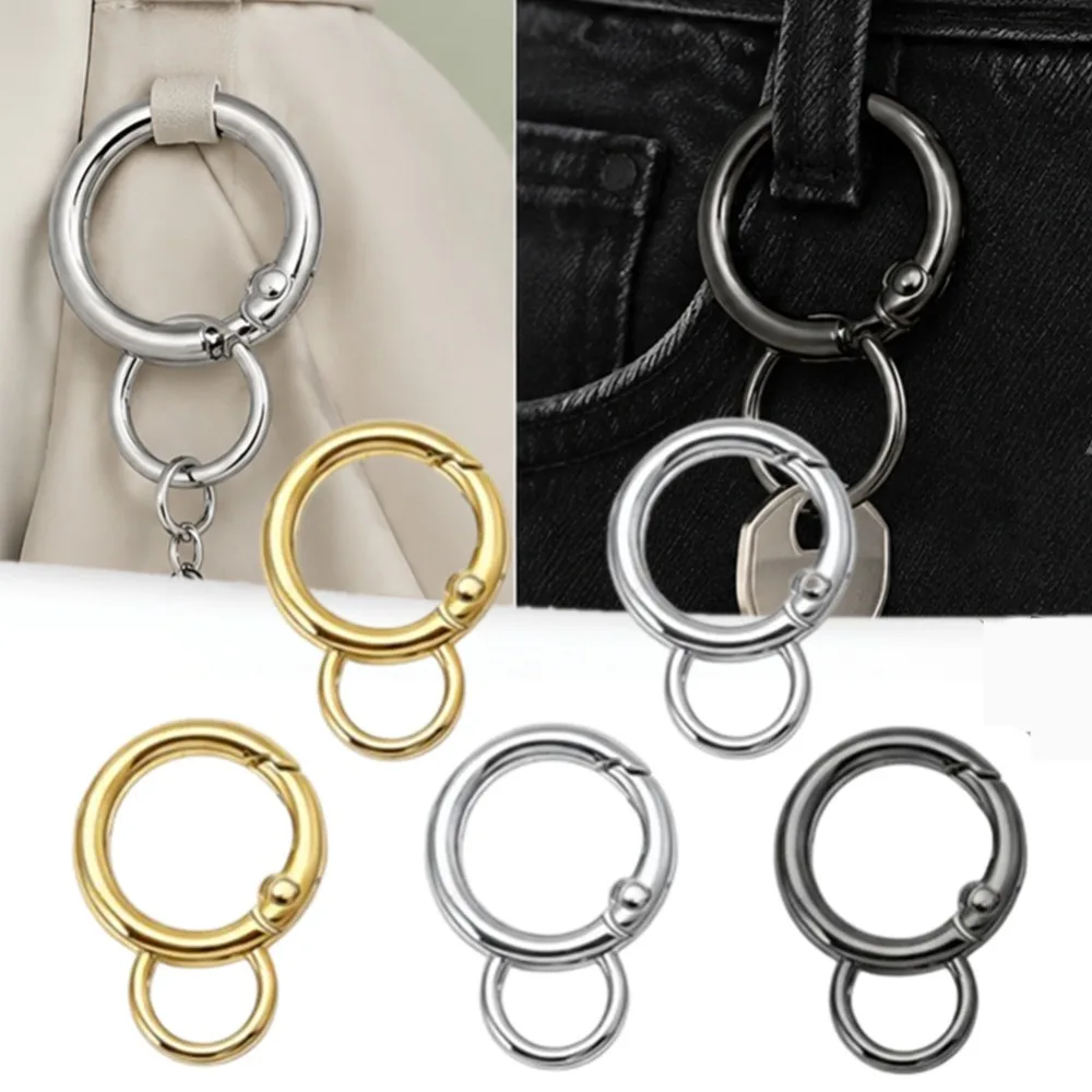 5Pcs/Lot Zinc alloy O Ring Spring Clasps Openable Round Carabiner Keychain Bag Clips Hook Buckles Connector For DIY Jewelry