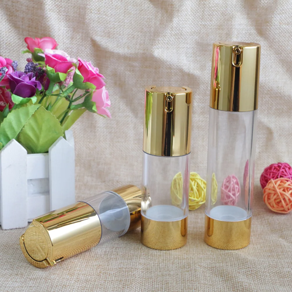 

3Pcs Airless Pump Lotion Bottles Travel Refillable Vacuum Containers Pump Travel Bottles for Toiletries