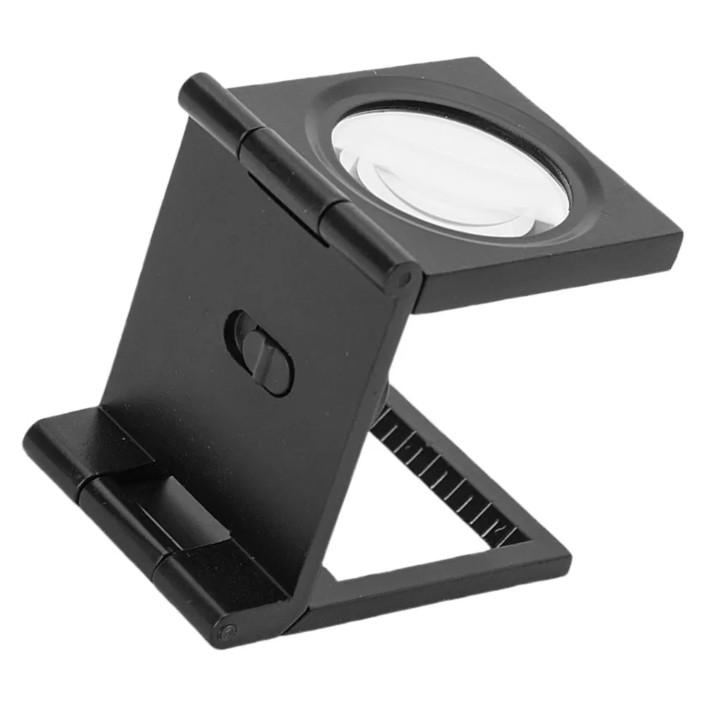 

Portable Magnifying Glass 10x Foldable Mini Black Lighted Desktop Jewelry Coin Collection With Scale