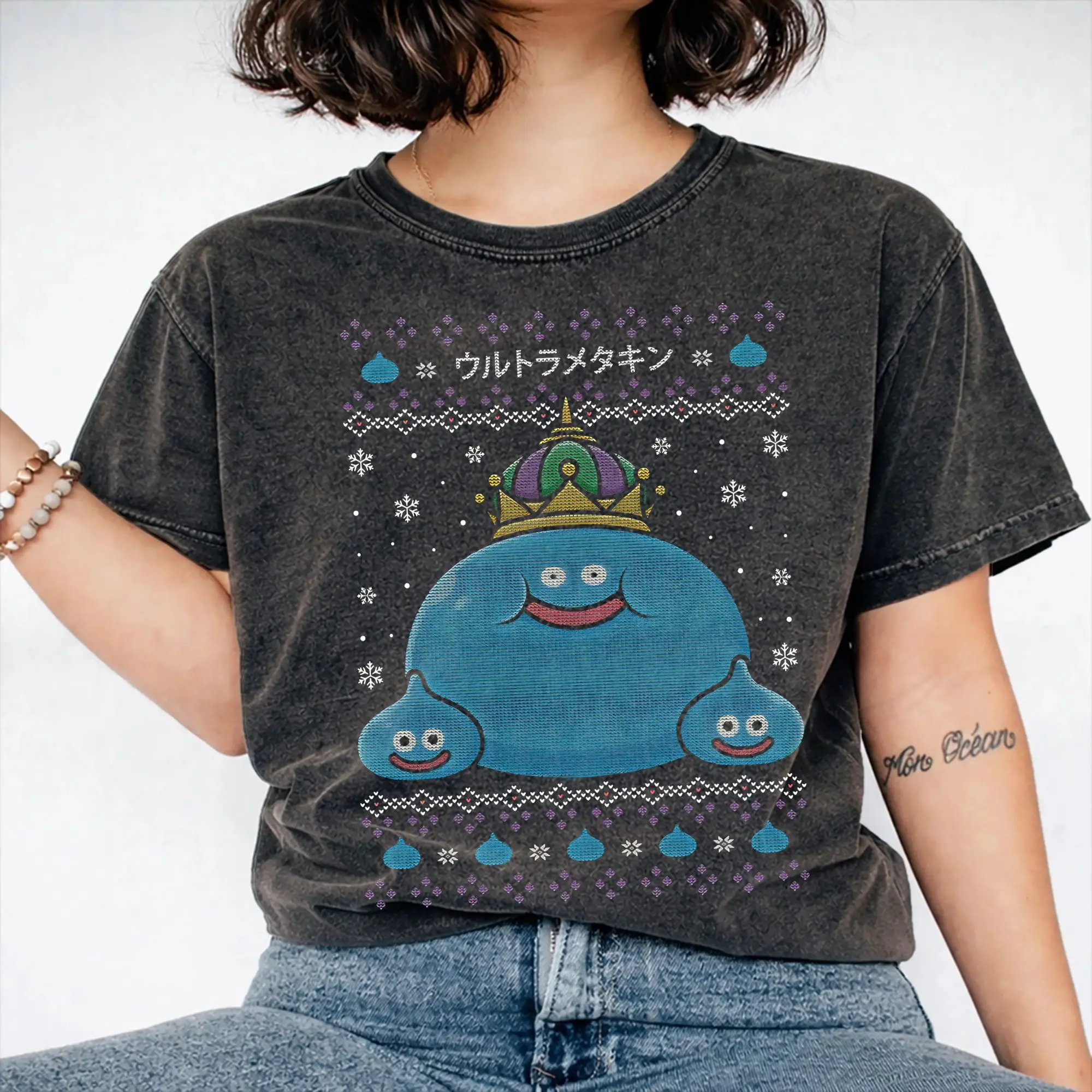 Dragon Quest slime T Shirts Hip Hop Washed Cotton Oversize T-Shirt  Retro Men Women Streetwear Graphic Tee Shirt