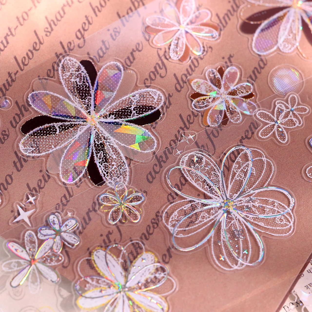 Cappuccino/White Dream Island Fresh Salt Flower Washi PETShiny Silver die cut journal Tape