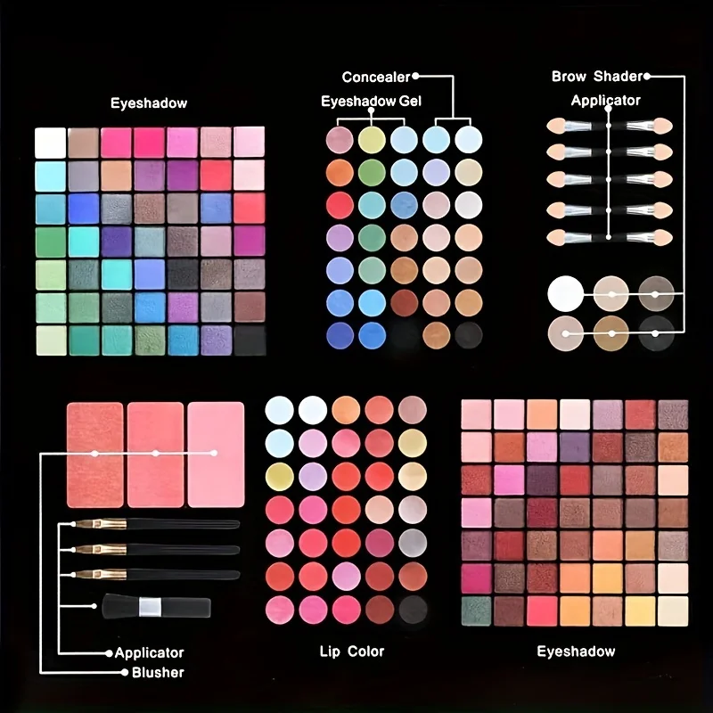 177 Colors All-In-One Makeup Gift Kit with 119 Colors Eyeshadow, Lip Gloss Concealers Blushes Contour Powders with Mirror