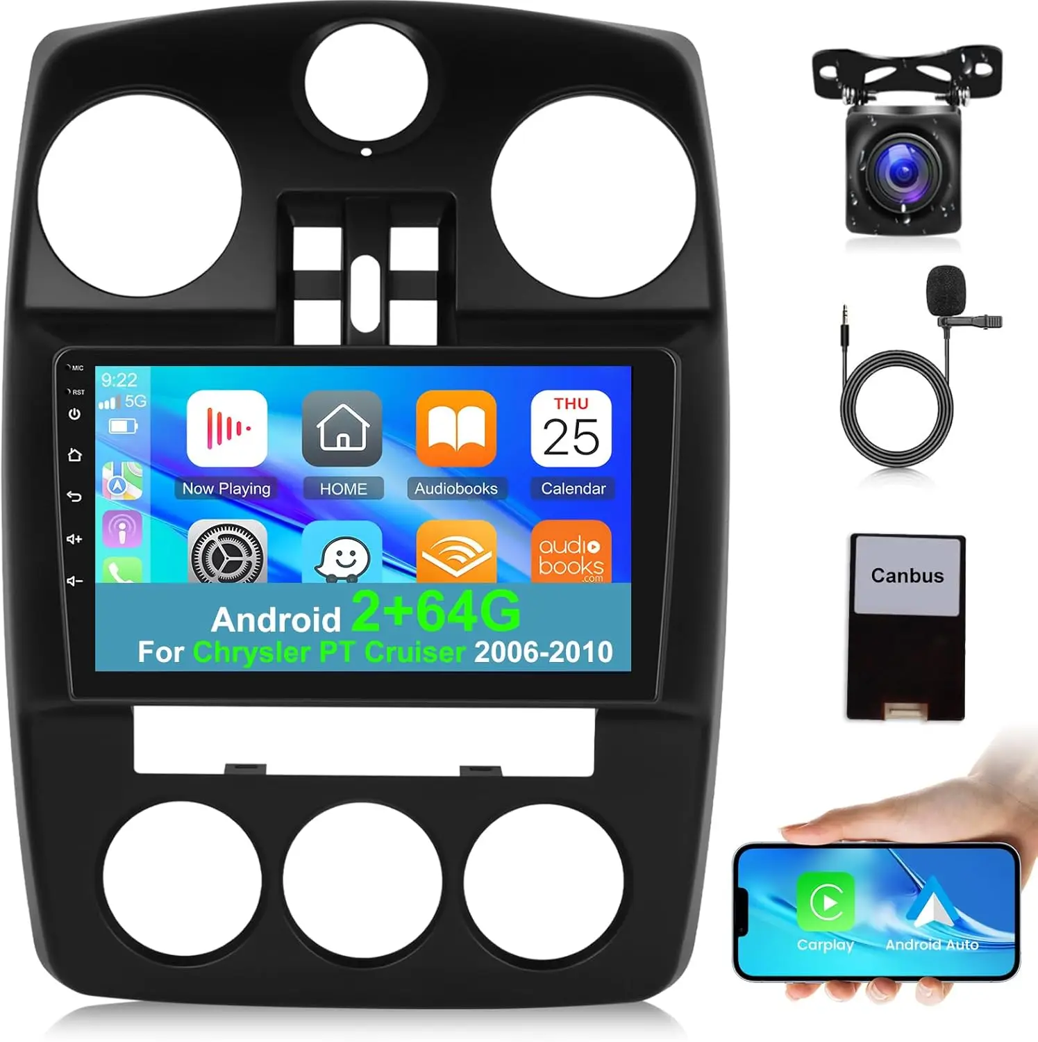 for Chrysler PT Cruiser 2006-2010 Wireless Carplay&Android Auto 9