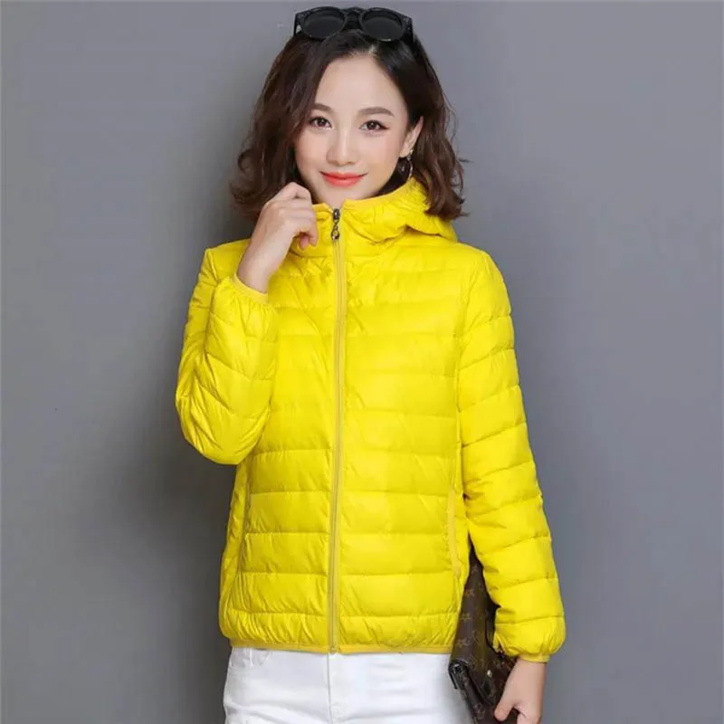 Glossy Winter Down Cotton Jacket 2024 Women Cotton-Padded Coat New Casual Ultra Light Hooded Parkas Short Warm Coat Female