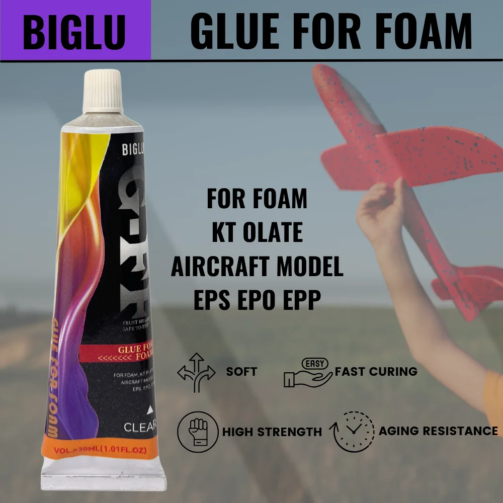 BIGLU Foam Glue High-Strength Waterproof Bonding Sponge Aircraft Model Wood Metal EPS EPO EPP Adhesive