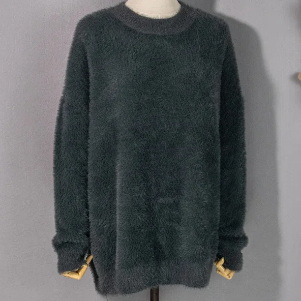 Kasjmier Trui Nieuw 2023 Herfst Winter Dames Pullovers Nep Mink Sweatesr Pullover Tops Oversized Vintage Gebreide Wilde Tops
