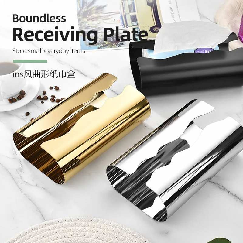 Stainless Steel Tissue BoxIrregularly Designed Art Living Room,Bedroom,Kitchen,Hotel/living Room Napkin Holder and Tissue Holder