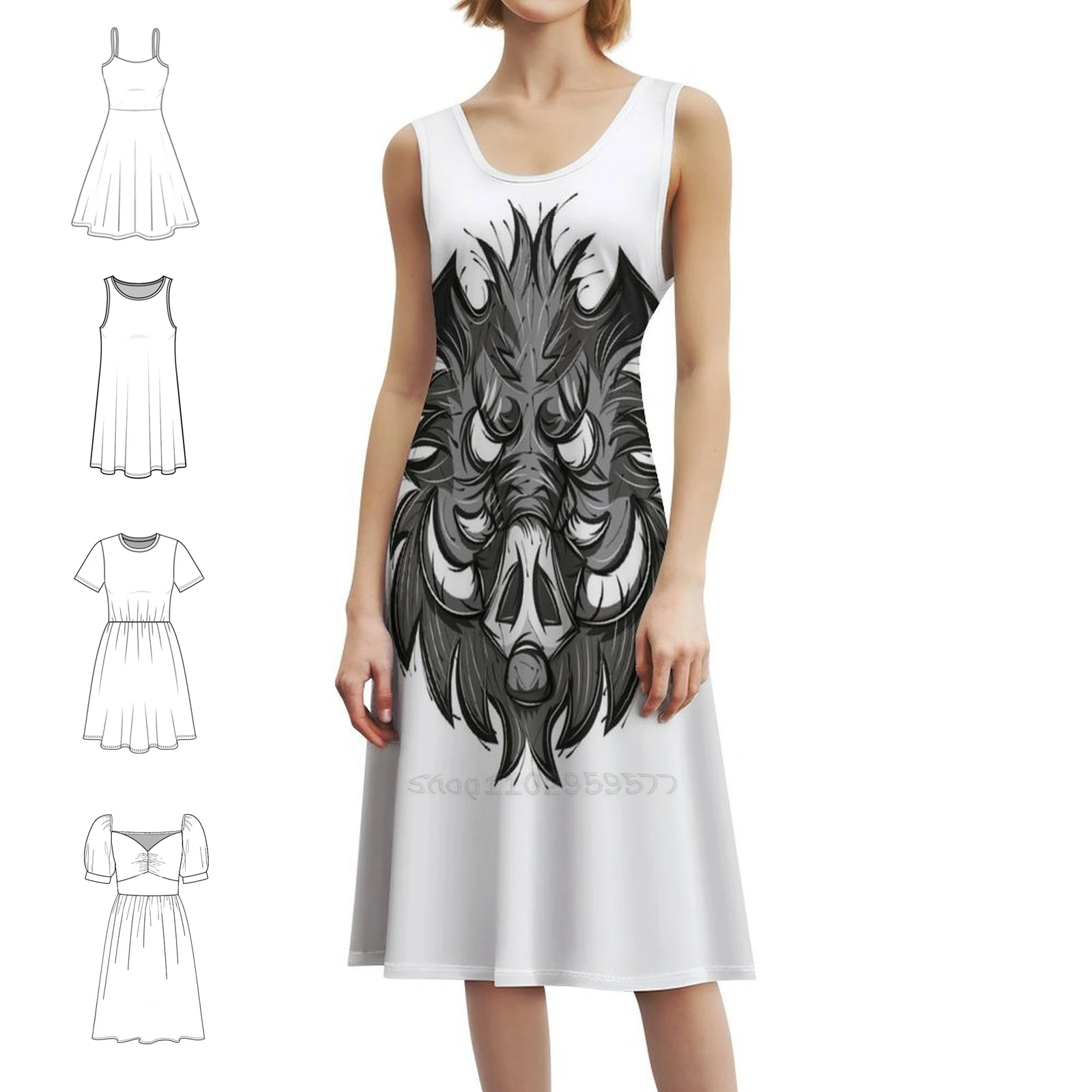 فستان مثير للإجازات من الخنزير البري للنساء على الشاطئ وحفلات أعياد الميلاد فستان قصير من الخنزير البري Speiky فستان نسائي على شكل حيوانات البرية البرية #1