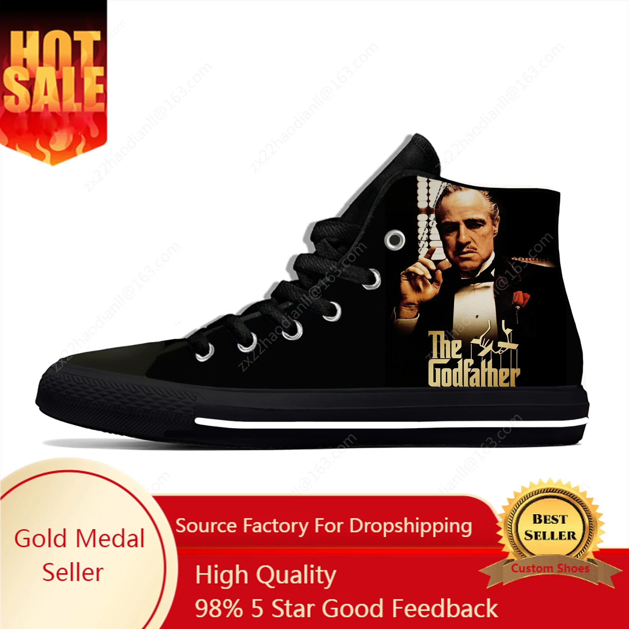 

Movie The Godfather High Top Sneakers Mens Womens Teenager Casual Shoes Canvas Running Shoes 3D Breathable Lightweight shoe