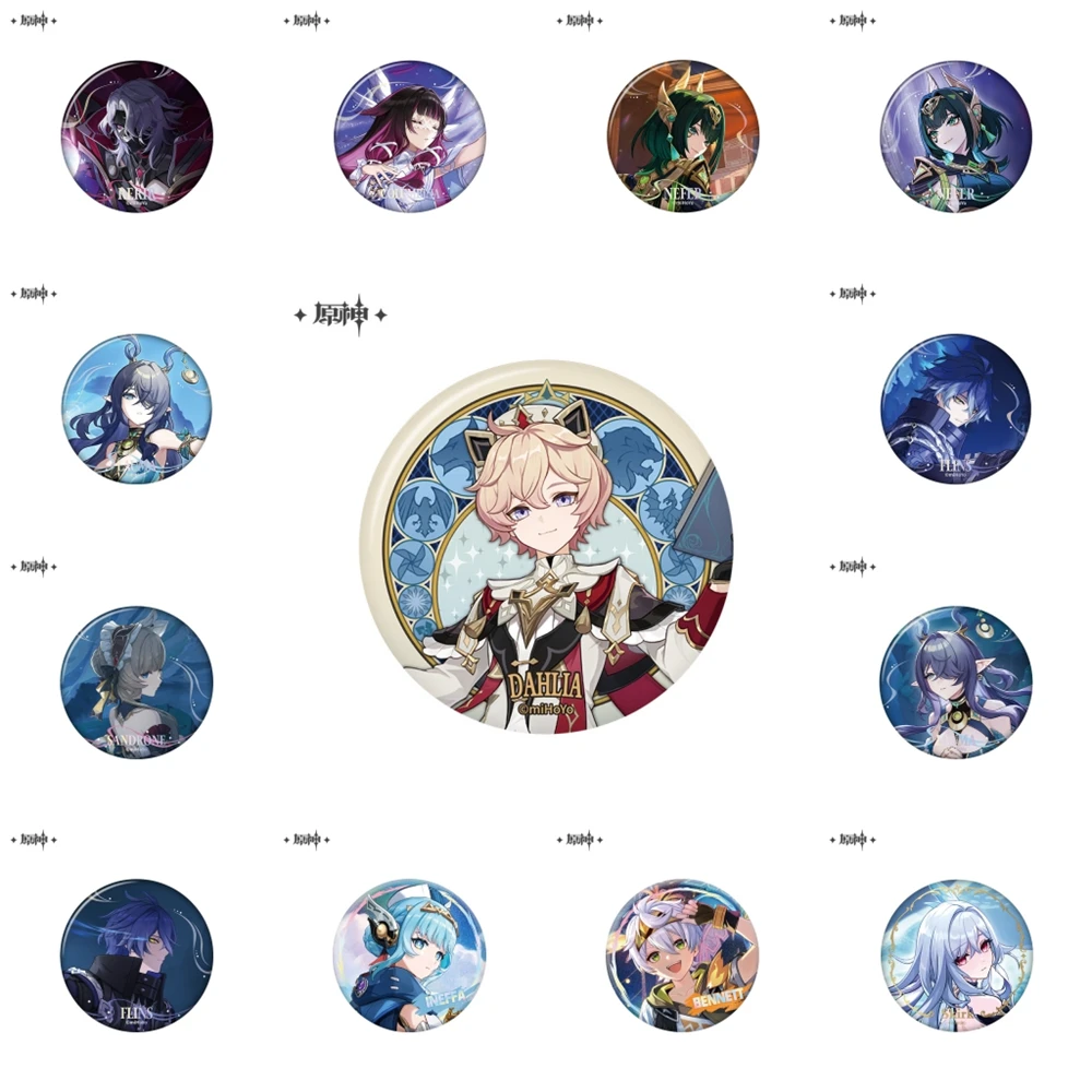 

58mm Game Genshin Impact Rerir Rächer of Solnari Columbina Hyposelenia Cosplay COSTUME Badge Pin SPTE Tinplate Brooch﻿ Prop