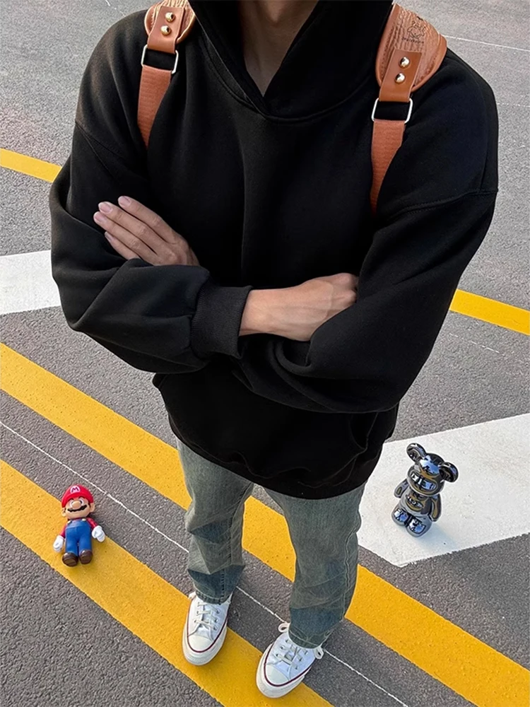 

Basic Bla Fce Lined Hoodie Men's Heavyweight Cleanfit Hooded Jaet American Sle Casual Wear Polyester Long Sve Win...
