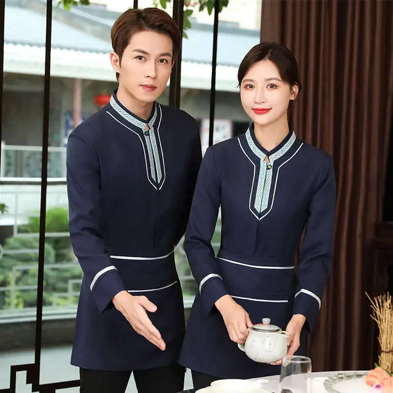 Lightning Delivery Name Family Style Clothing Restaurant Waiter Long Sleeve Men's And Women's Hotel Group Clothes