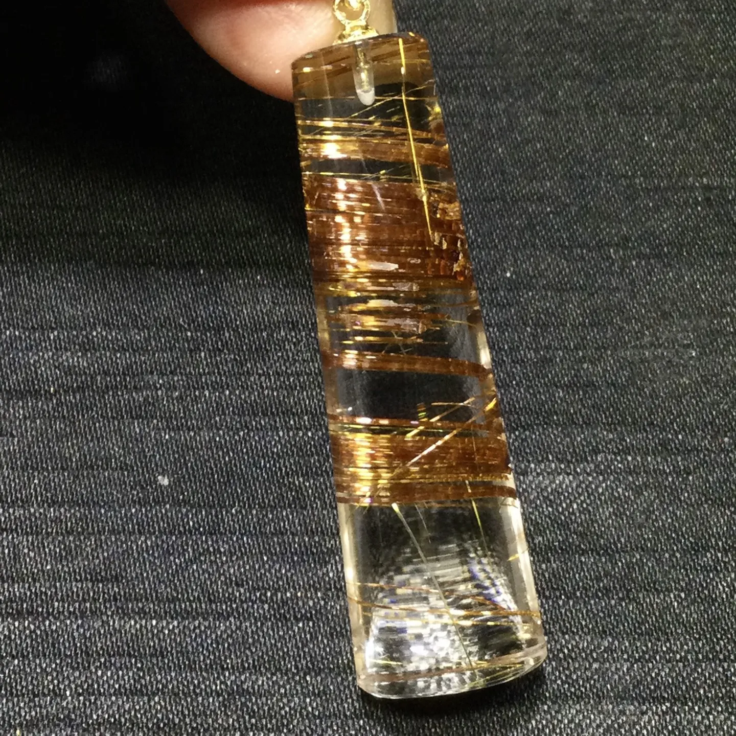 Natural Copper Rutilated Quartz Pendant Barrel Rutilated Quartz Jewelry 42.5*13*10.5mm Men Women Brazil AAAAAAA