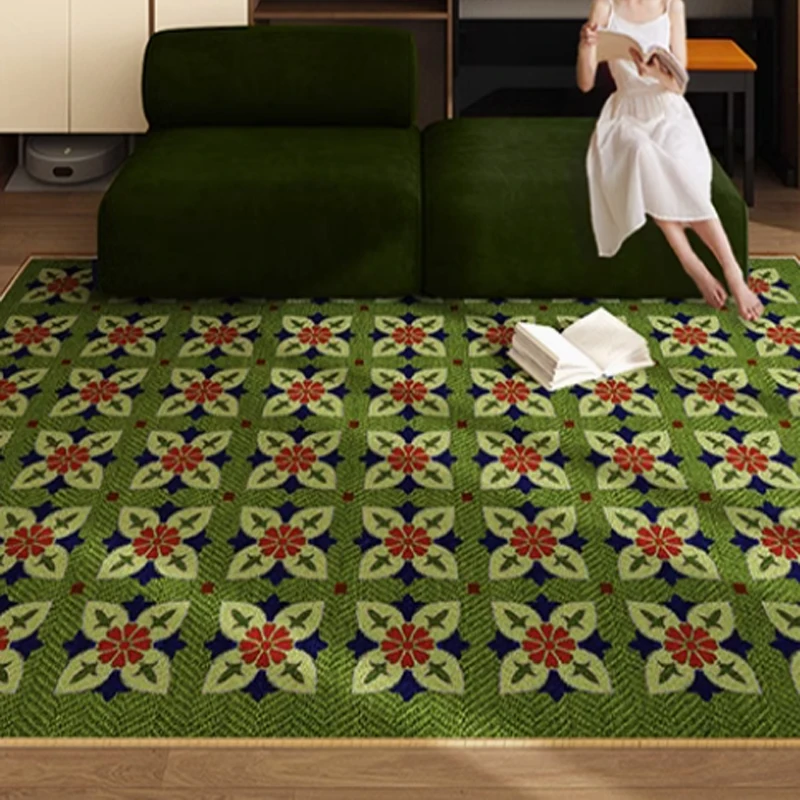 

Living Room Carpet Bedroom American Retro Style Rug Loop Pile Waterproof Wipeable Carpets Large Area Home Decoration Floor Mat