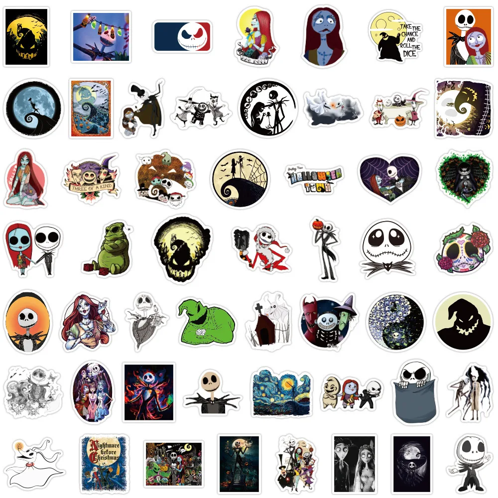 50PCS The Nightmare Before Christmas Halloween Themed Graffiti Stickers DIY Skateboard Laptop Guitar Phone Car Sticker Kid Toy